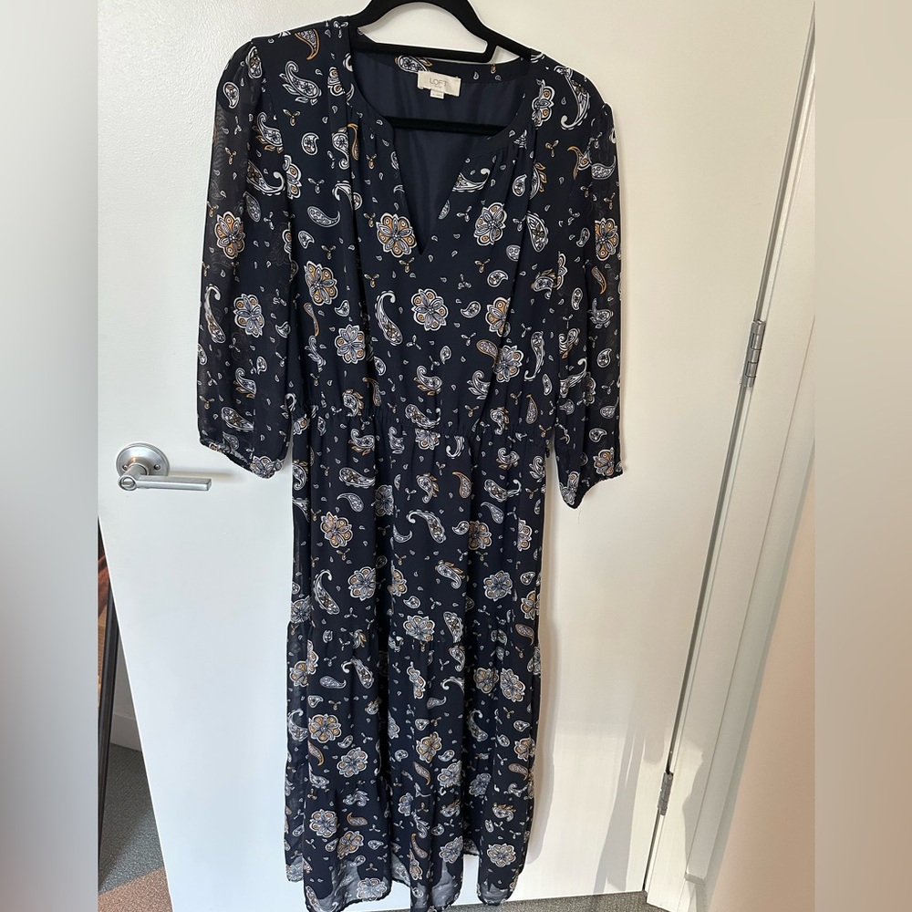 Loft Paisely Blue Maxi Dress